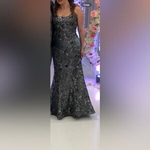 Elegant Sage Sequin Evening Gown